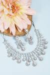 Shop_Auraa Trends_White Imitation Diamonds American Zircon Necklace Set_at_Aza_Fashions