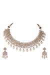 Buy_Auraa Trends_Gold Plated Stones, Pearls Kundan Embellished Necklace And Earrings Set _Online_at_Aza_Fashions