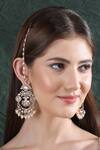 Shop_Auraa Trends_Gold Plated Stones Embellished Chand Earrings _Online_at_Aza_Fashions