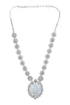 Buy_Auraa Trends_Blue Stones, Faux Diamonds Rhodium Plated Embellished Necklace Set 