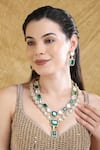 Buy_Auraa Trends_Green Stones, Zari Double Layered Kundan Necklace Set _at_Aza_Fashions