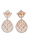 Auraa Trends_Gold Plated Diamonds, Stones Jaali Drop Pendant Necklace Set _at_Aza_Fashions