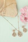 Auraa Trends_Gold Plated Diamonds, Stones Jaali Drop Pendant Necklace Set _Online_at_Aza_Fashions