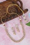 Auraa Trends_Gold Plated Diamonds, Stones Kundan Leaf Embellished Necklace Set _Online_at_Aza_Fashions