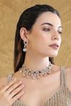 Buy_Auraa Trends_Green Stones, Diamonds American Zircon Studded Necklace Set _at_Aza_Fashions
