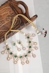 Auraa Trends_Green Stones, Diamonds American Zircon Studded Necklace Set _Online_at_Aza_Fashions