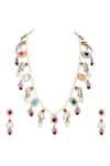 Buy_Auraa Trends_Red Stones Navratna Embellished Necklace Set _Online_at_Aza_Fashions