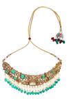 Buy_Auraa Trends_Green Stones Kundan Embellished Choker And Earrings Set 