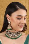 Buy_Auraa Trends_Green Stones Kundan Embellished Choker And Earrings Set _at_Aza_Fashions