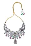 Buy_Auraa Trends_Red Stones, Diamonds American Embellished Necklace Set 