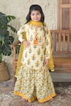 Buy_The Plum Bum_Yellow Cotton Floral Pattern Kurta Sharara Set _at_Aza_Fashions