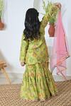 Shop_The Plum Bum_Green Silk Chanderi Floral Pattern Sharara Set _at_Aza_Fashions