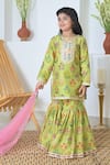 Buy_The Plum Bum_Green Silk Chanderi Floral Pattern Sharara Set _Online_at_Aza_Fashions