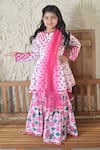 Buy_The Plum Bum_Pink Cotton Hand Block Print Floral Gulabo Sharara Set _at_Aza_Fashions