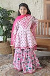 The Plum Bum_Pink Cotton Hand Block Print Floral Gulabo Sharara Set _Online_at_Aza_Fashions