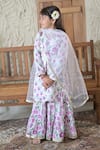 Shop_The Plum Bum_White Cotton Floral Gota Lace Detailed Kurta Sharara Set _at_Aza_Fashions