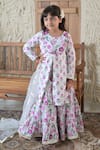 Buy_The Plum Bum_White Cotton Floral Gota Lace Detailed Kurta Sharara Set _Online_at_Aza_Fashions