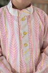 Buy_The Plum Bum_Pink Cotton Leaf Stripe Pattern Kurta With Pant _Online_at_Aza_Fashions