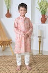 Buy_The Plum Bum_Peach Cotton Rayon Print Floral Kurta With Pant _at_Aza_Fashions