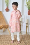 Shop_The Plum Bum_Peach Cotton Rayon Print Floral Kurta With Pant _at_Aza_Fashions