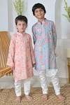 The Plum Bum_Peach Cotton Rayon Print Floral Kurta With Pant _Online_at_Aza_Fashions