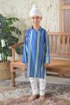 Buy_The Plum Bum_Blue Cotton Rayon Stripe Pattern Kurta With Pant _at_Aza_Fashions