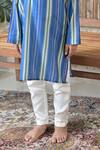 The Plum Bum_Blue Cotton Rayon Stripe Pattern Kurta With Pant _Online_at_Aza_Fashions