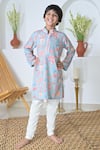 Buy_The Plum Bum_Blue Cotton Rayon Printed Floral Kurta And Pant Set _at_Aza_Fashions