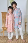 Shop_The Plum Bum_Blue Cotton Rayon Printed Floral Kurta And Pant Set _Online_at_Aza_Fashions