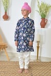 Buy_The Plum Bum_Blue Cotton Printed Floral Straight Kurta And Pant Set _at_Aza_Fashions