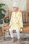 Shop_The Plum Bum_Ivory Cotton Hand Block Print Leaf Kurta With Pant _at_Aza_Fashions