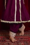 The Plum Bum_Purple Velvet Gota Lace Detailed Kurta Salwar Set _Online_at_Aza_Fashions