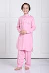 Buy_The Pony & Peony Co._Pink Rayon Solid Aariv Kurta And Pant Set _at_Aza_Fashions