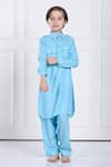 Buy_The Pony & Peony Co._Blue Rayon Solid Ziaan Kurta And Pant Set _at_Aza_Fashions