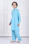 Buy_The Pony & Peony Co._Blue Rayon Solid Ziaan Kurta And Pant Set _Online_at_Aza_Fashions