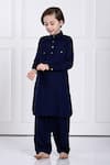 Shop_The Pony & Peony Co._Blue Rayon Solid Neel Kurta And Pant Set _Online_at_Aza_Fashions