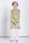 Buy_The Pony & Peony Co._Yellow Cotton Printed Floral Riaan Kurta And Pant Set _at_Aza_Fashions