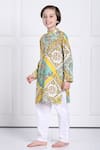 The Pony & Peony Co._Yellow Cotton Printed Floral Riaan Kurta And Pant Set _Online_at_Aza_Fashions