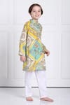 Buy_The Pony & Peony Co._Yellow Cotton Printed Floral Riaan Kurta And Pant Set _Online_at_Aza_Fashions