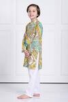 The Pony & Peony Co._Yellow Cotton Printed Floral Riaan Kurta And Pant Set _at_Aza_Fashions