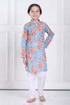 Buy_The Pony & Peony Co._Blue Cotton Printed Floral Jas Kurta And Pant Set _at_Aza_Fashions