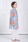 The Pony & Peony Co._Blue Cotton Printed Floral Jas Kurta And Pant Set _Online_at_Aza_Fashions