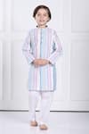 Buy_The Pony & Peony Co._Blue Cotton Printed Striped Ekam Kurta And Pant Set _at_Aza_Fashions