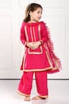 The Pony & Peony Co._Pink Cotton Embroidered Gota Patti Pia Kurta Set _at_Aza_Fashions