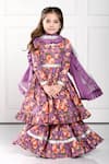 Buy_The Pony & Peony Co._Purple Cotton Printed Floral Samaara Anarkali Sharara Set _at_Aza_Fashions