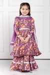 The Pony & Peony Co._Purple Cotton Printed Floral Samaara Anarkali Sharara Set _at_Aza_Fashions