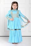 Buy_The Pony & Peony Co._Blue Cotton Embroidered Gota Patti Zoya Anarkali Set _at_Aza_Fashions