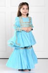 The Pony & Peony Co._Blue Cotton Embroidered Gota Patti Zoya Anarkali Set _at_Aza_Fashions