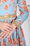 Buy_The Pony & Peony Co._Blue Cotton Print Floral Jasmine Anarkali Sharara Set 