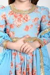 Shop_The Pony & Peony Co._Blue Cotton Print Floral Jasmine Anarkali Sharara Set 